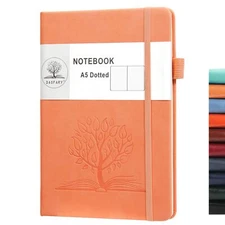 Dotted Journal Notebook with Pen Holder, Hardcover Dot Grid Notebook with Pocket