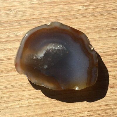 Agate Geode Rock Slice Polished End Cut Stone Gray Crystal with Quartz  3.5 Inch