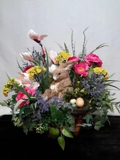 Flower Arrangement Spring Summer Table Centerpiece Easter Bunny Decor Mother Day