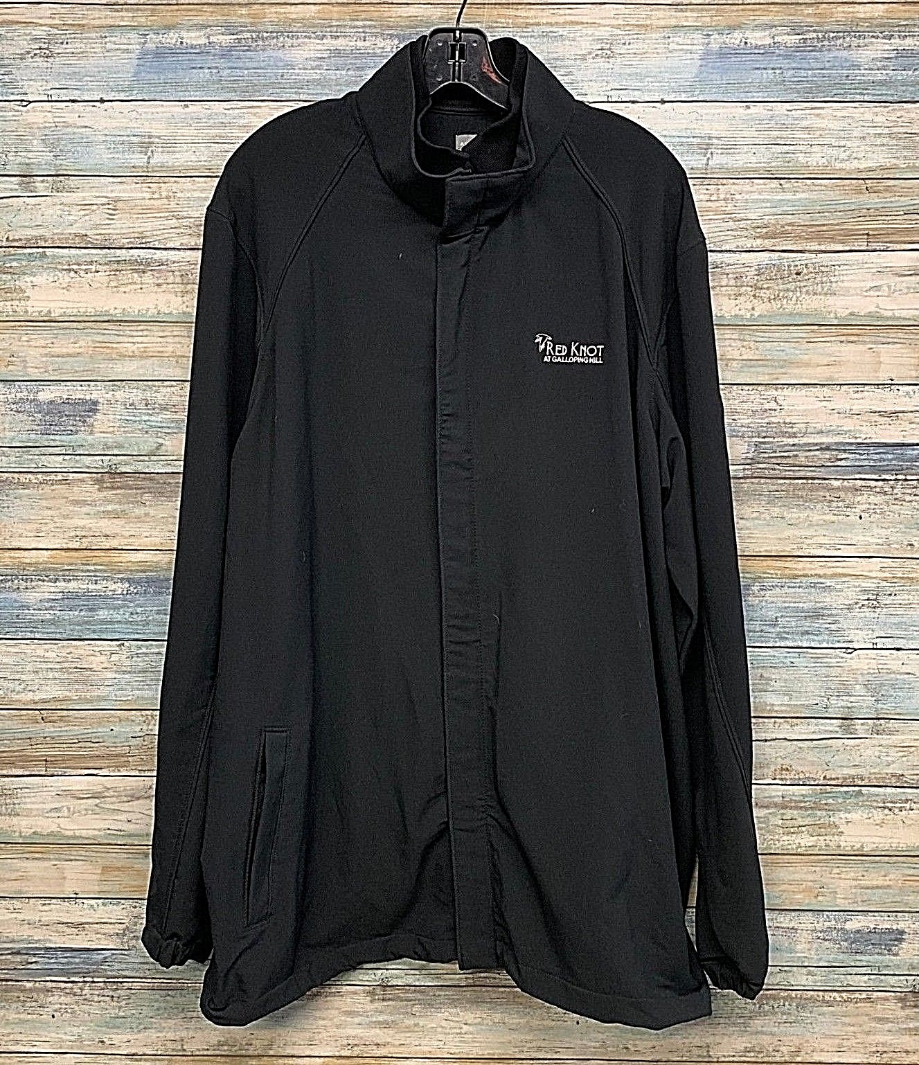 Ashworth Golf Black Jacket Windproof Rainproof Size XL Mens Red Knot Galloping Hills