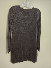 Loft Womens Metallic Multi Color Sparkle Long Sleeve Short Dress Size Small