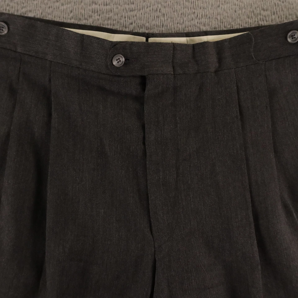 Винтажные мужские брюки DAKS 40 серые вересковые 100% шерсть плиссированные брюки США 40x28 - Изображение 3 из 4