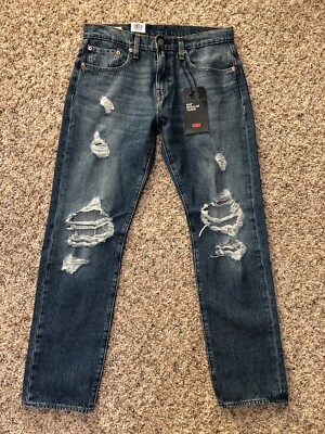 Levis Mens Jeans 31x32 Regular Taper 502 Destroyed New Light Medium Wash  192531713327 | eBay
