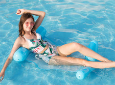 Inflatable Foldable Floating Lounge Chair Swimming Pool Water Hammock Air Bed