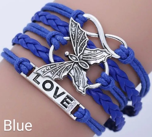Leather Bracelet With Letter Love And Butterfly For Men And Women & 11 colours - Picture 17 of 23