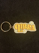 Libra Yellow Colored Metal Keychain Keyring