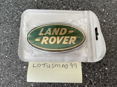 Land Rover Green & Gold Emblem Badge Logo & Silver Back Plate