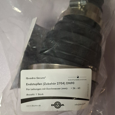 Doyma Endstopfen Quadro-Secura DN90 für Leitungen 26-63 mm, Nr. 2704