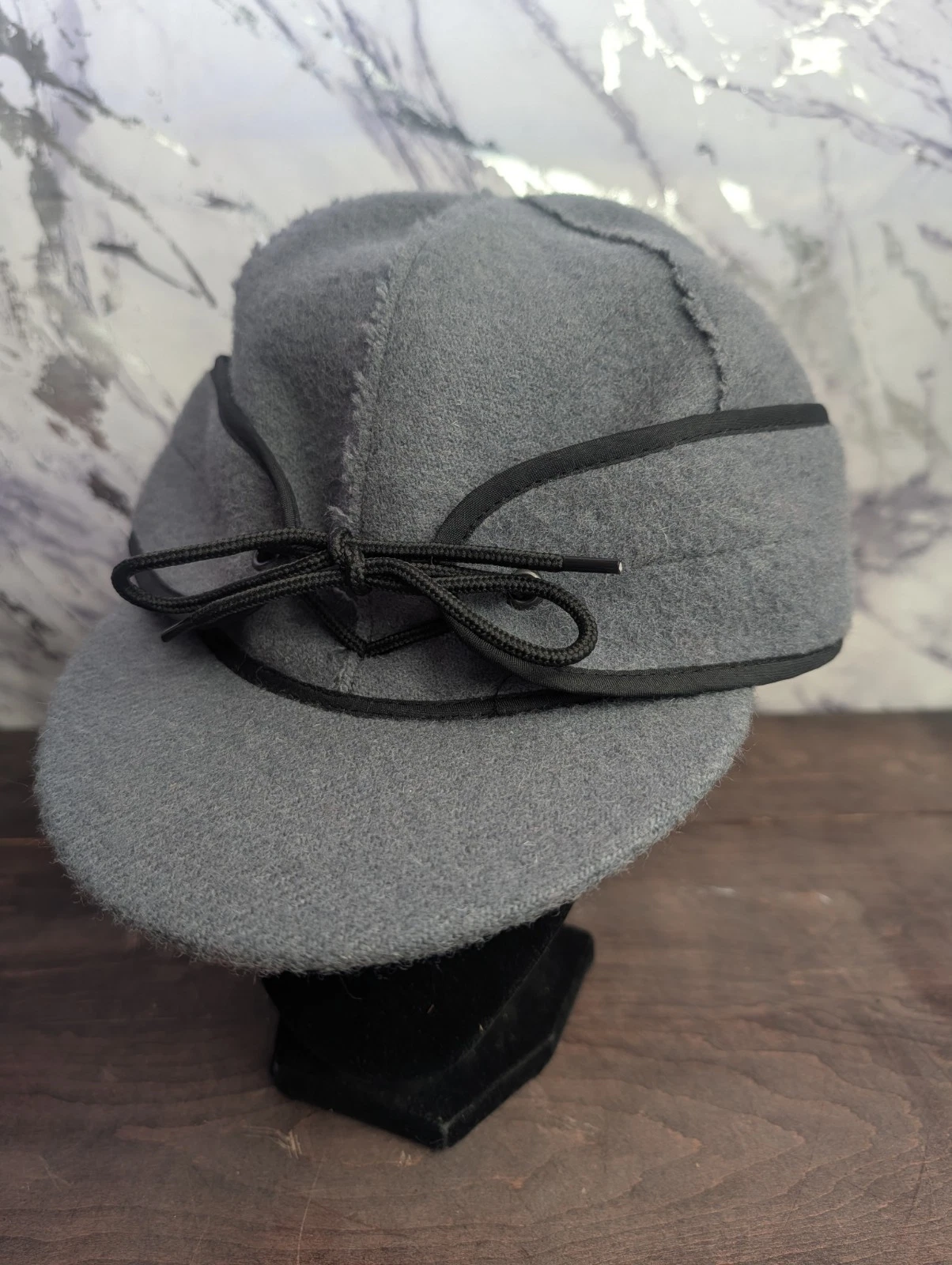 Wyoming Traders Adult SZ 7 Fraser Hat Cap 22 Ounce Wool Trapper Slate Gray Black