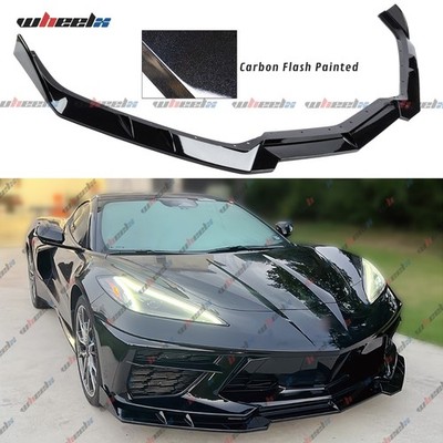 For 2020-25 Corvette C8 Z51 Stingray 3Pcs Front Bumper Lip Splitter Carbon Flash