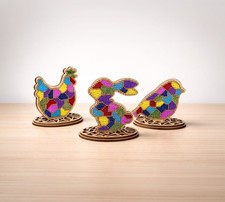 Bead Embroidery Kit on Wood, Set of 3