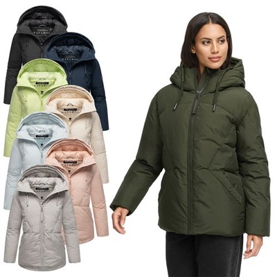 Navahoo Damen Winter Steppjacke Winterjacke gesteppt Kapuze warm gefüttert N089
