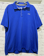 Under Armour Mens Heatgear Loose Fit Royal Blue Golf Polo Short Sleeve Shirt XL