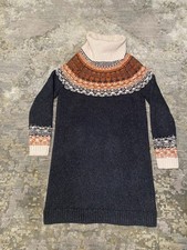 Madewell Sweater Dress Womens Small Black Fair Isle Turtleneck Knit Knitted Cozy