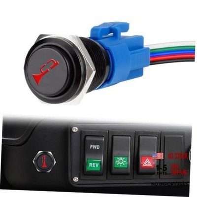 Horn Button 12v, 16MM Raised Speaker Momentary Push Button Switch, Black-Red
