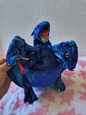 Folkmanis 12  Blue Three Headed Dragon Soft Plush Winged Hand Puppet Toy