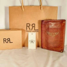 RRL Ralph Lauren Card Wallet A-2 Type Logo Eagle Brown Leather Pre-owned