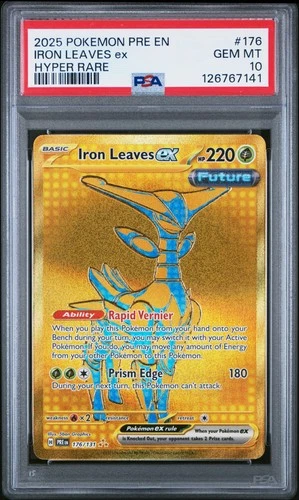 2025 POKEMON PRE EN-PRISMATIC EVOLUTIONS HYPER RARE #176 IRON LEAVES EX PSA 10