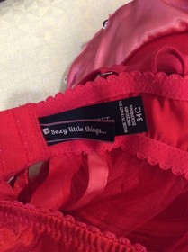 Rare Victoria Secret Sexy Little Things Red Satin Mesh Bell Babydoll Size 34C