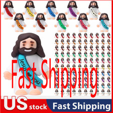 100 Pcs Little Jesus Figures Mini Rubber Jesus Toys Jesus Love You Mix 6 Color