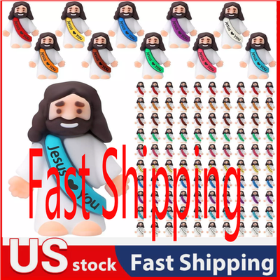 #ad #ad 100 Pcs Little Jesus Figures Mini Rubber Jesus Toys Jesus Love You Mix 6 Color $19.68