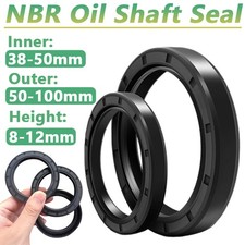 Metric NBR Oil Shaft Seal Dust Grease Seal TC Double Lip w/ Spring ID 38-50mm