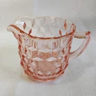 Vintage Jeanette Pink Depression Glass Creamer Cubist 1930s Pitcher MCM 3" Tall