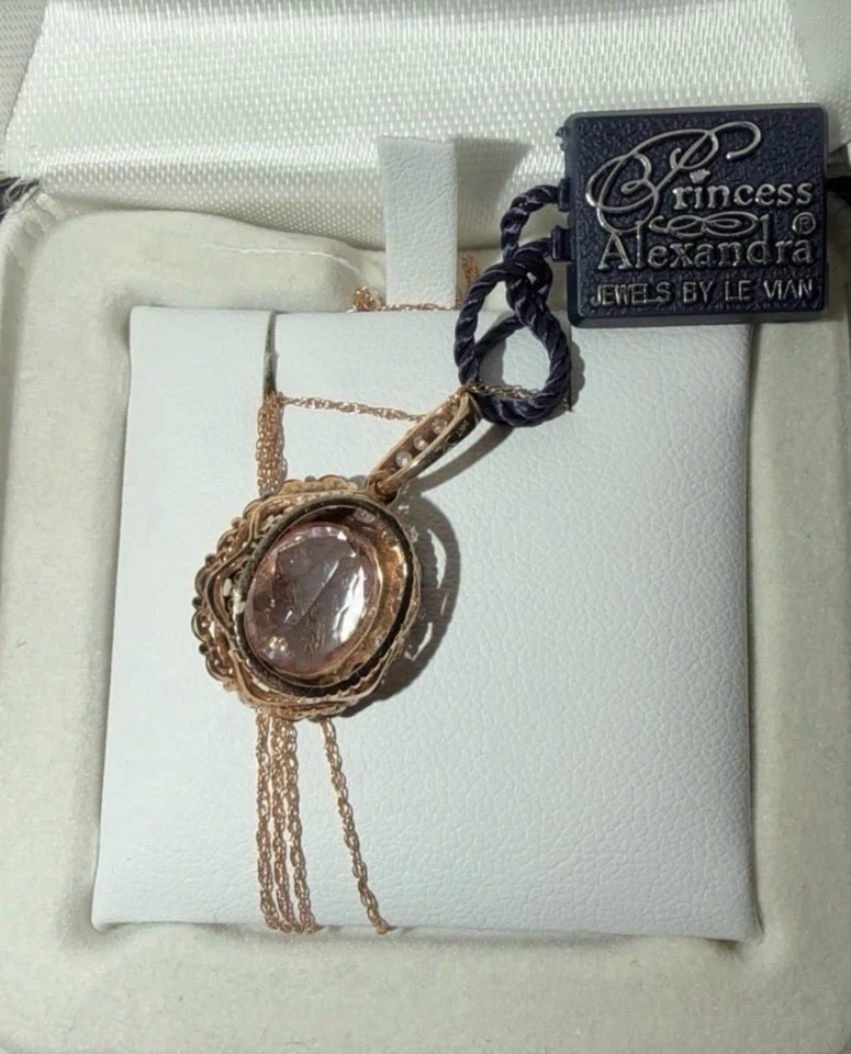Le Vian 14K 玫瑰金紫水晶、巧克力石英、蓝宝石吊坠项链全新带标签 — 第 3/4 张图片