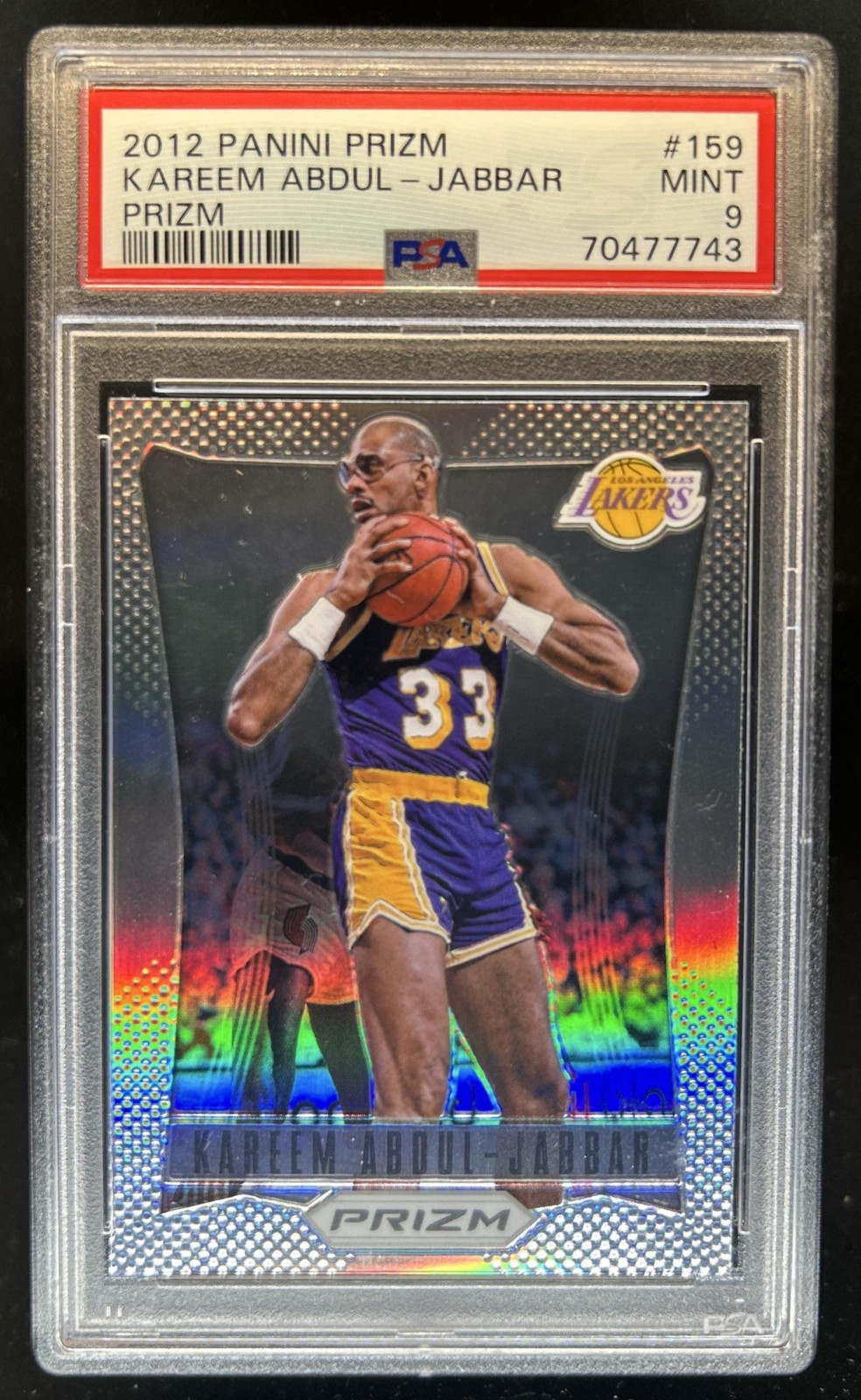 2012-13 Panini Prizm Kareem Abdul-Jabbar Prizm #159 Lakers PSA 9 view 1