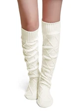 Thigh High Socks for Women Cable Knit Over the Knee Boot Socks, Long Warm Leg...