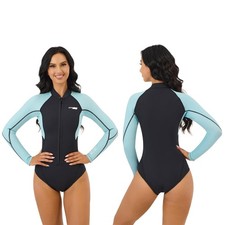 MWTA Women 2mm Neoprene Shorty Wetsuit Front Zip UV Protection Surfing