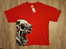 Vintage JNCO Jeans T Shirt 2XL Double Sided Skater Skull Graphic Y2K New Flaw