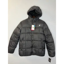 Spyder Tech Hooded Down Puffer Jacket Men's S Black New