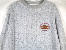 USC Trojans-Mens Heavyweight Fleece Sweatshirt-Large/Loose Fit-Gray-Embroidered