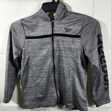 Reebok Boy's Hoodie Full Zip Logo Sweatshirt Size 10 Gray Black