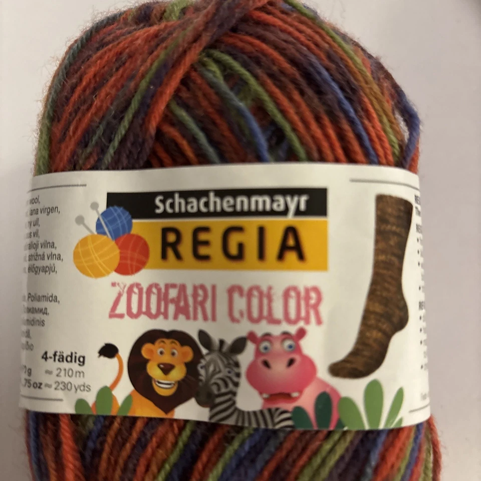 Hilo de calcetín Regia Zoofari color (juego de 6), diferentes colores, nunca usado Foto 2 de 4