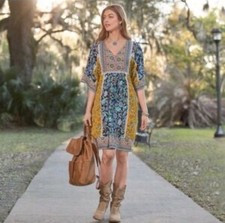 Sundance Golden Avignon Dress Boho Floral Patchwork Women’s Size M