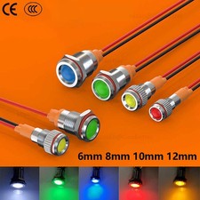 6-12mm Metal LED Indicator Pilot Dash Light Panel Lamp AC DC 3-8V 9-24V 220V