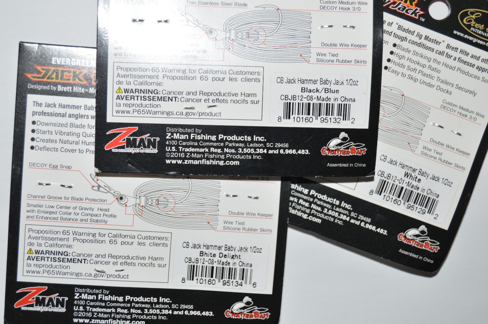 3 lures evergreen zman baby jack hammer chatterbait 1/2oz bladed jig assortment - Image 3