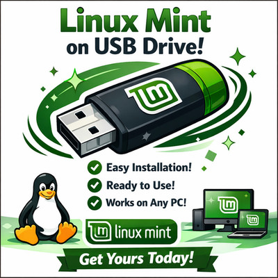Linux Mint 22.3 USB Drive Cinnamon MATE XFCE Bootable Installer Easy Flash Drive