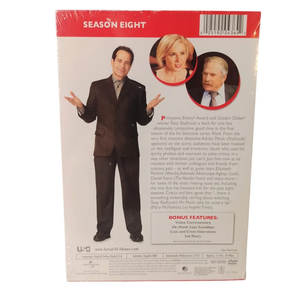 Monk Season 8 DVD Comedy Crime Drama Police Detective Region 1 Brand New - Image 2 of 4