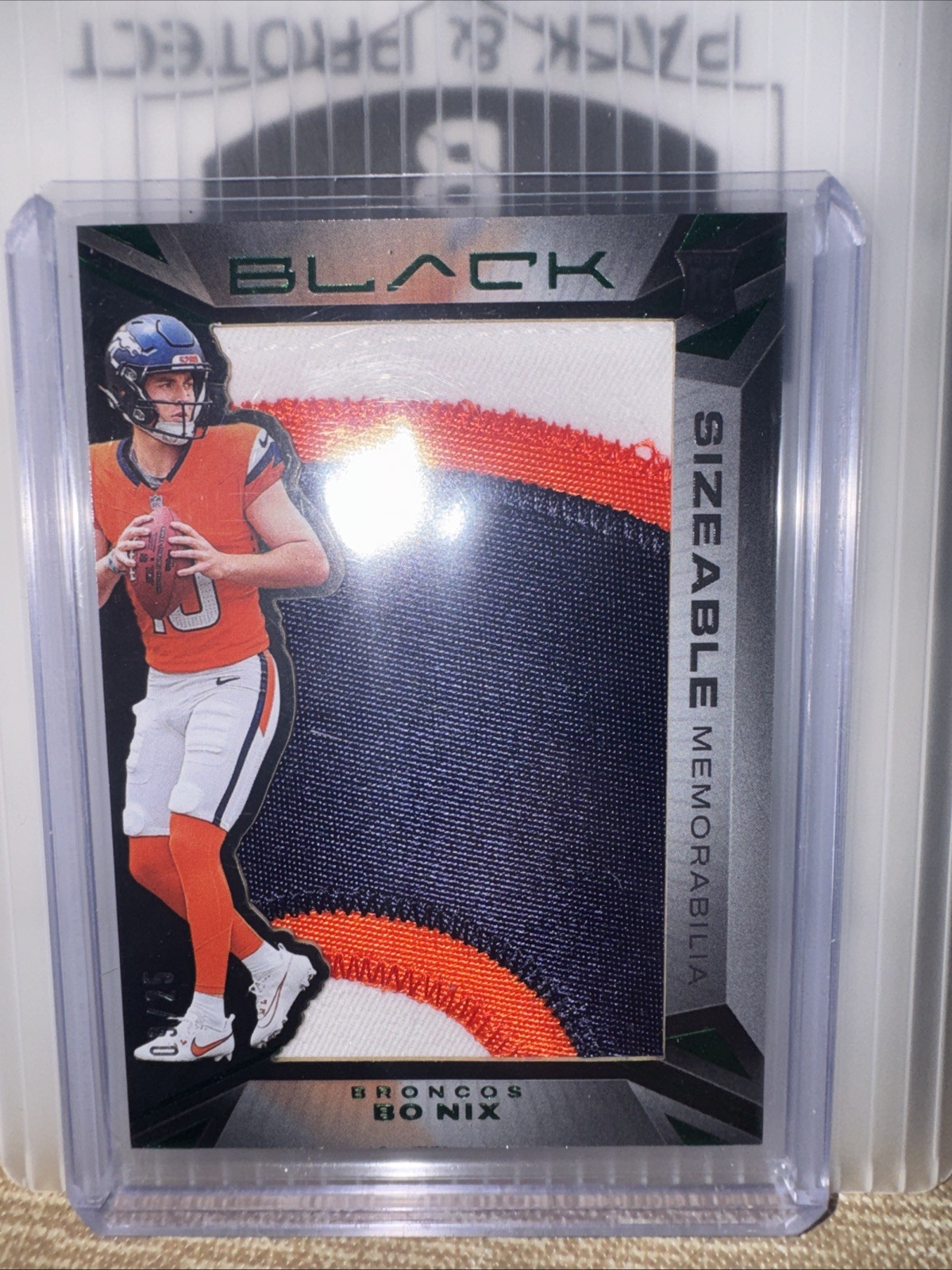 Bo Nix Panini Black Sizeable Rookie Memorabilia #SRBNX Emerald