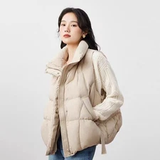 Korean Fashion Down Vest Womens New White Duck Down Gilet Waistcoat Stand Collar