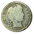1894 S 25c Barber Silver Quarter Dollar Twenty Five Cents San Francisco