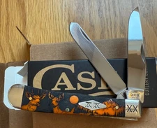 CASE THE RUT DEER SCENE TRAPPER KNIFE NEVER USED IN BOX #6254 SS DT2