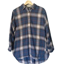 Uniqlo x JW Anderson - Blue Long-sleeve Button-up Plaid/Check Shirt Size M Med