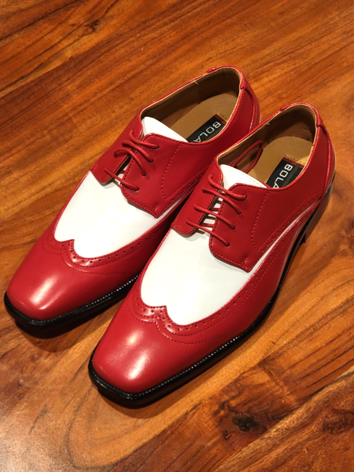 SAOLA Scarpe eleganti uomo Bolano 9 5 rosse e bianche in pelle stringate derby Oxford