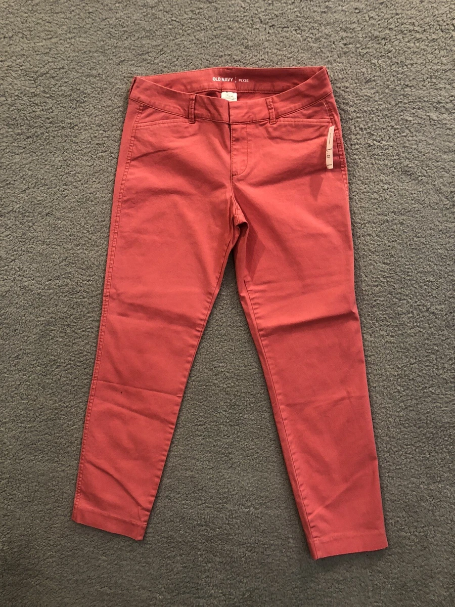 Old Navy 4 Khaki Stretch Pixie Mid Rise Skinny Chino Pants Salmon Peach