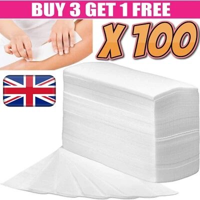 100 Salon Depilatory Paper Hair Removal Waxing Strips Non Woven Legs Body Pro
