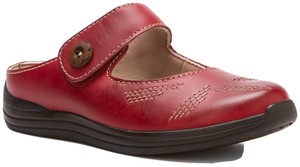 Drew Womens Juniper Mules Slip On Comfort Mary Jane Shoes Leather Red Sz 6.5 WW | eBay